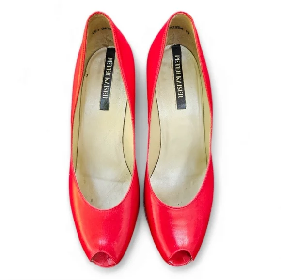 Peter Kaiser Vintage Leather Peep Toe Heels. - Picture 2 of 7